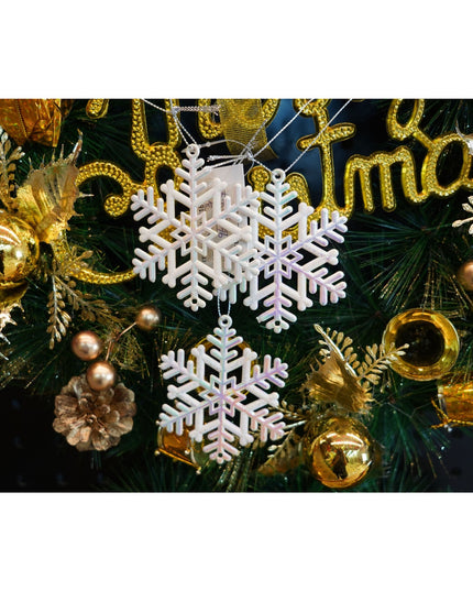 Ornament brad de Craciun, Perlat, in forma de Fulg de nea, x , Plastic