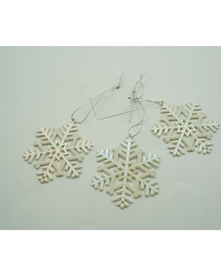 Ornament brad de Craciun, Perlat, in forma de Fulg de nea, x , Plastic