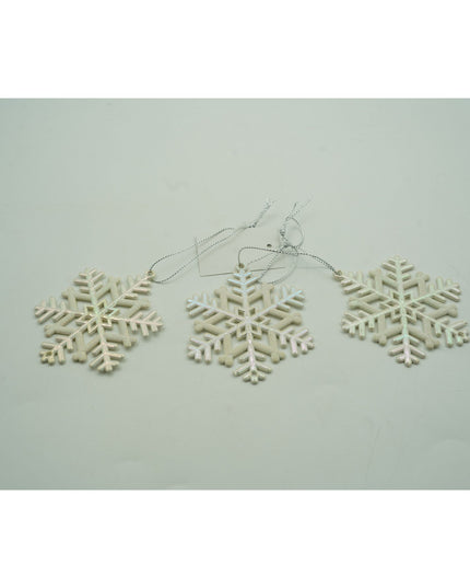 Ornament brad de Craciun, Perlat, in forma de Fulg de nea, x , Plastic