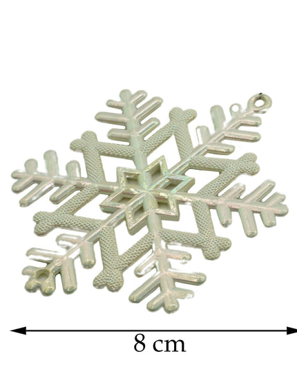 Ornament brad de Craciun, Perlat, in forma de Fulg de nea, x , Plastic