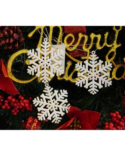 Ornament brad de Craciun, Perlat, in forma de Fulg de nea, x , Plastic