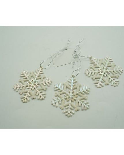 Ornament brad de Craciun, Perlat, in forma de Fulg de nea, x , Plastic