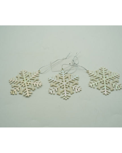 Ornament brad de Craciun, Perlat, in forma de Fulg de nea, x , Plastic