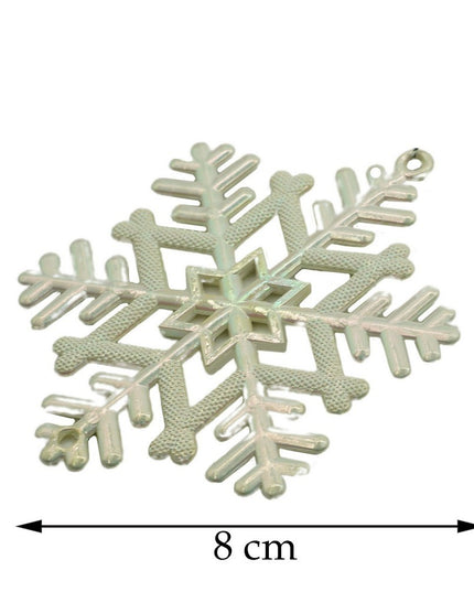 Ornament brad de Craciun, Perlat, in forma de Fulg de nea, x , Plastic