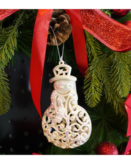 Ornament brad de Craciun, Perlat, in forma de Om de zapada, x , Plastic