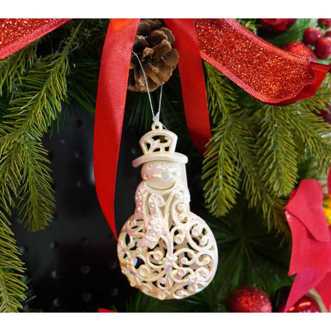 Ornament brad de Craciun, Perlat, in forma de Om de zapada, x , Plastic