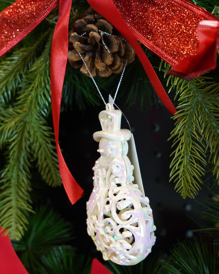 Ornament brad de Craciun, Perlat, in forma de Om de zapada, x , Plastic