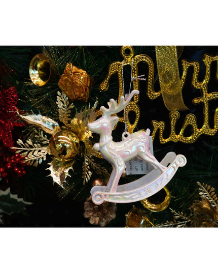 Ornament brad de Craciun, Perlat, in forma de Ren, x , Plastic