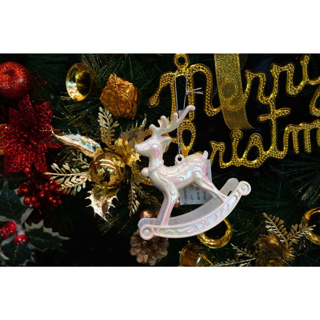 Ornament brad de Craciun, Perlat, in forma de Ren, x , Plastic