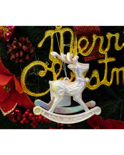 Ornament brad de Craciun, Perlat, in forma de Ren, x , Plastic