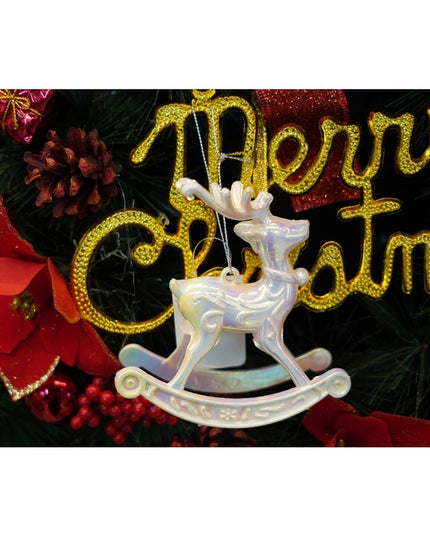 Ornament brad de Craciun, Perlat, in forma de Ren, x , Plastic