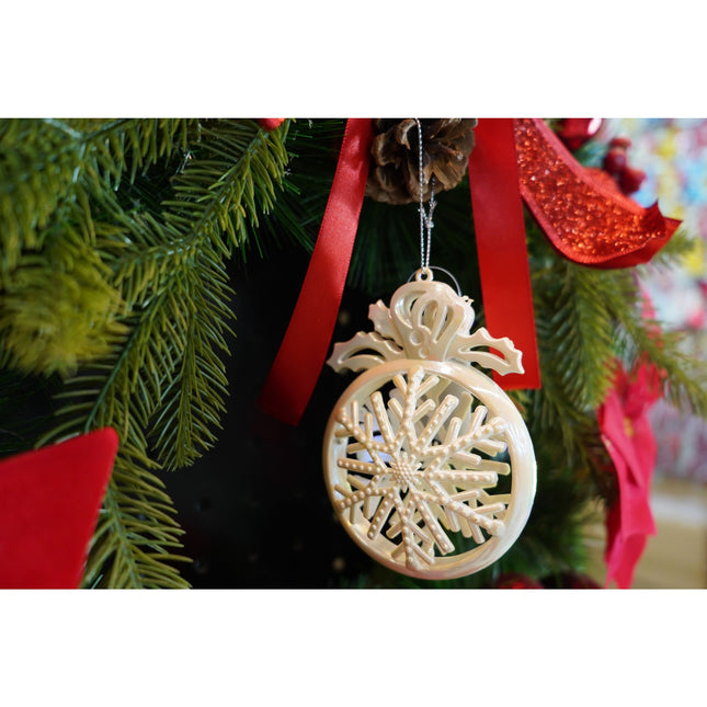 Ornament brad de Craciun, Perlat, Rotund, x , Plastic