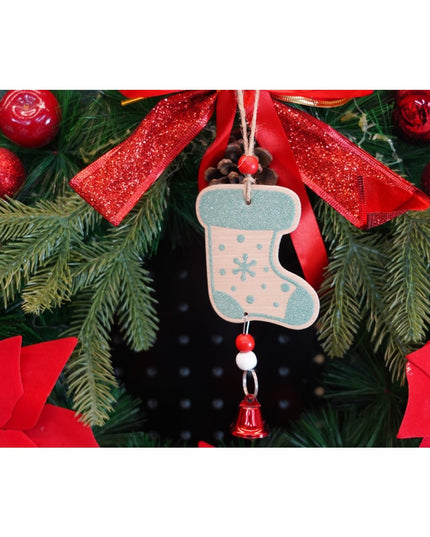Ornament de brad ciorap cu clopotel