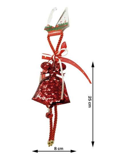 Ornament de brad clopotel cu paiete