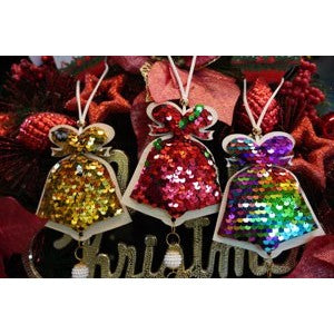 Ornament de brad clopotel cu paiete model 2