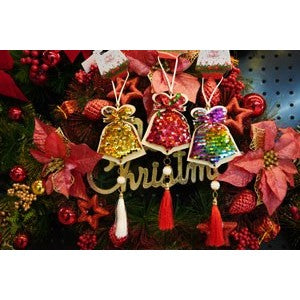 Ornament de brad clopotel cu paiete model 2