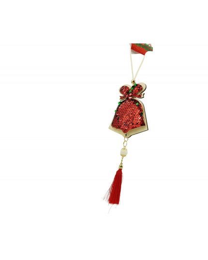 Ornament de brad clopotel cu paiete model 2