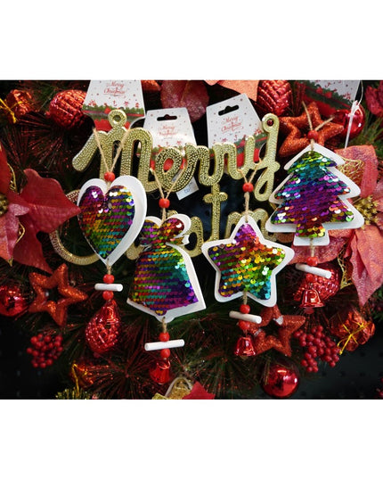 Ornament de brad clopotel cu paiete