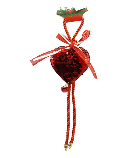 Ornament de brad inima cu paiete