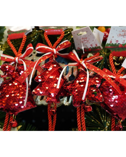 Ornament de brad inima cu paiete