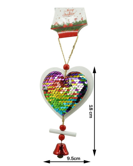 Ornament de brad inima cu paiete