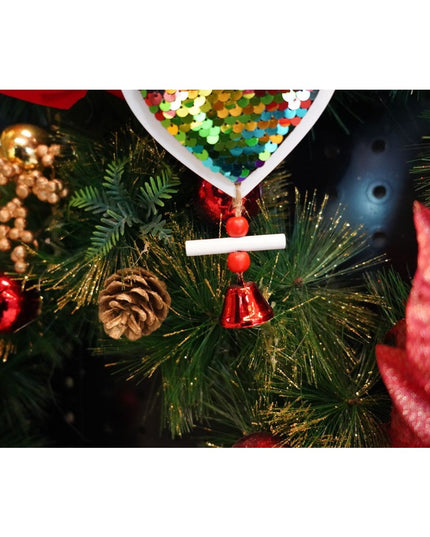 Ornament de brad inima cu paiete