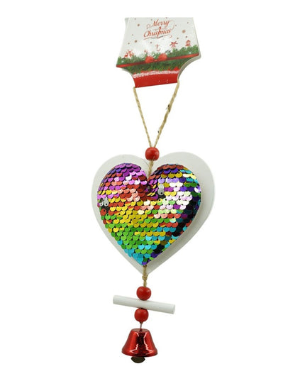 Ornament de brad inima cu paiete