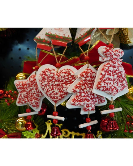 Ornament de brad inima din tweed