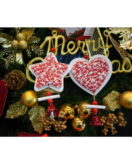 Ornament de brad inima din tweed