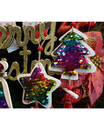 Ornament de brad pom de craciun cu paiete