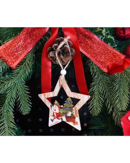 Ornament de brad stea cu Mos Craciun