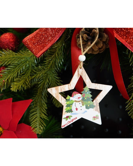 Ornament de brad stea cu om de zapada