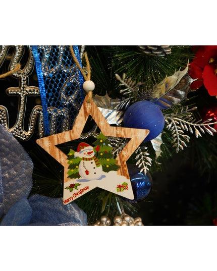 Ornament de brad stea cu om de zapada