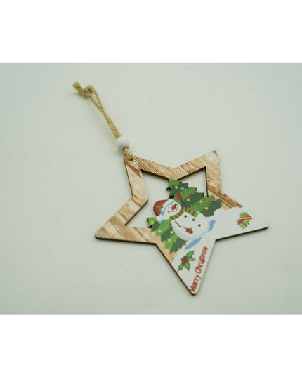 Ornament de brad stea cu om de zapada