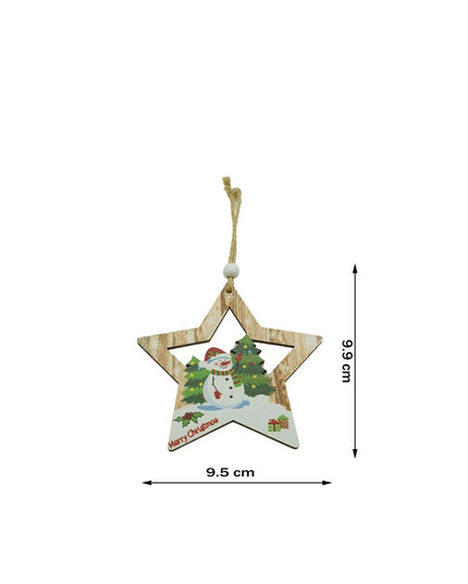 Ornament de brad stea cu om de zapada