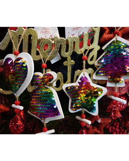 Ornament de brad stea cu paiete