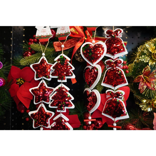 Ornament de brad trei brazi cu paiete