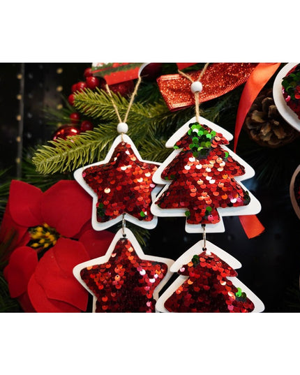 Ornament de brad trei brazi cu paiete