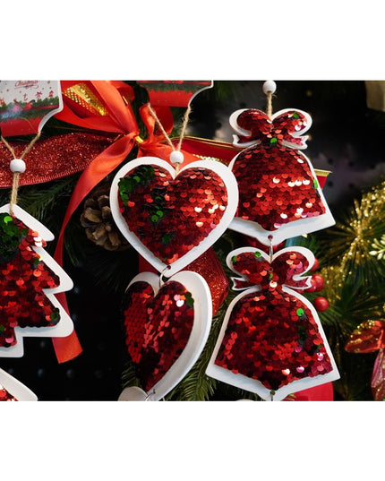 Ornament de brad trei clopotei cu paiete