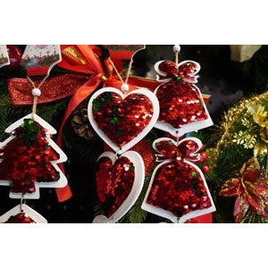 Ornament de brad trei clopotei cu paiete