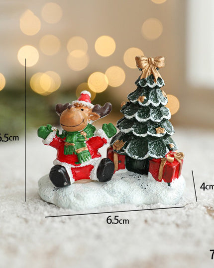 Ornament de Craciun din Rasina pentru Decor, Model Ren cu Brad, Decoratiune de Birou pentru Craciun