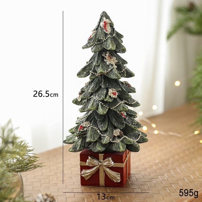 Ornament Decoratiune de Craciun, Decoratiune Mica pentru Craciun din Rasina, Model Brad Impodobit cu Cadouri,