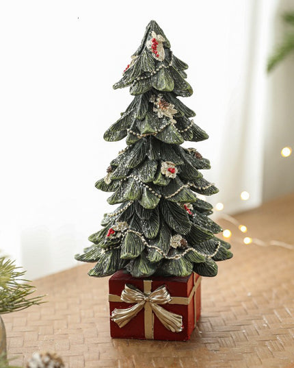 Ornament Decoratiune de Craciun, Decoratiune Mica pentru Craciun din Rasina, Model Brad Impodobit cu Cadouri,