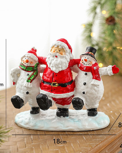 Ornament Decoratiune de Craciun, Decoratiune Mica pentru Craciun din Rasina, Model Mos Craciun cu Oameni de Zapada,