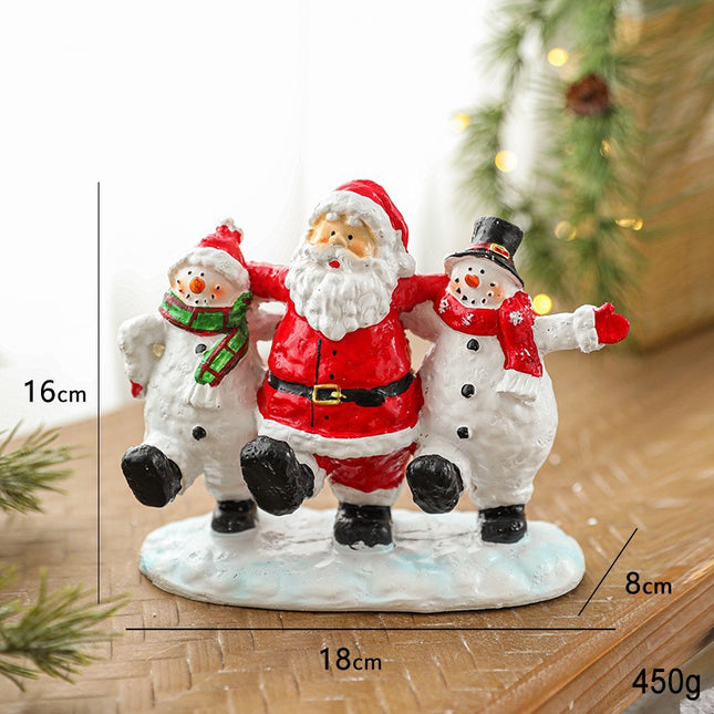 Ornament Decoratiune de Craciun, Decoratiune Mica pentru Craciun din Rasina, Model Mos Craciun cu Oameni de Zapada,