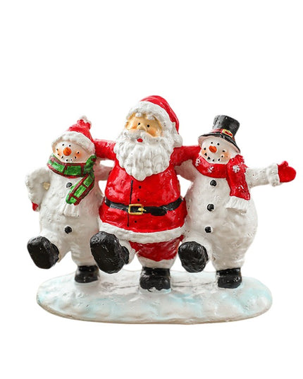 Ornament Decoratiune de Craciun, Decoratiune Mica pentru Craciun din Rasina, Model Mos Craciun cu Oameni de Zapada