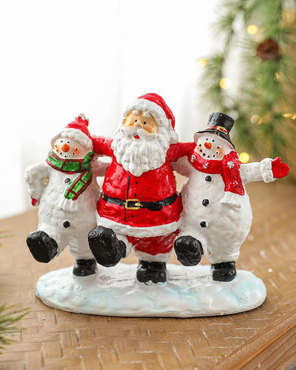 Ornament Decoratiune de Craciun, Decoratiune Mica pentru Craciun din Rasina, Model Mos Craciun cu Oameni de Zapada,