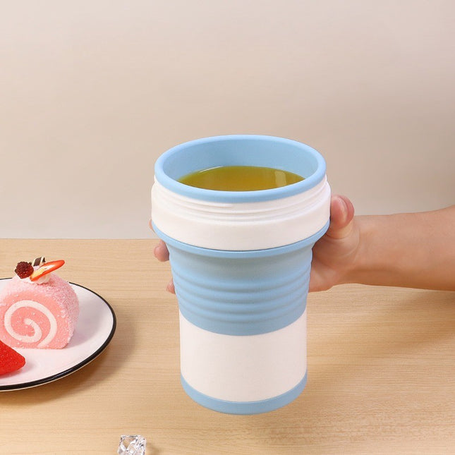 Pahar pliabil din silicon pentru calatorii, camping, 750 ml, pai inclus