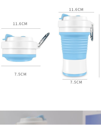 Pahar pliabil din silicon pentru calatorii, camping, 750 ml, pai inclus