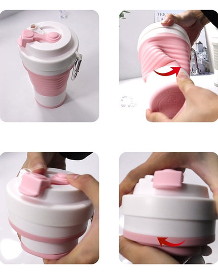 Pahar pliabil din silicon pentru calatorii, camping, 750 ml, pai inclus